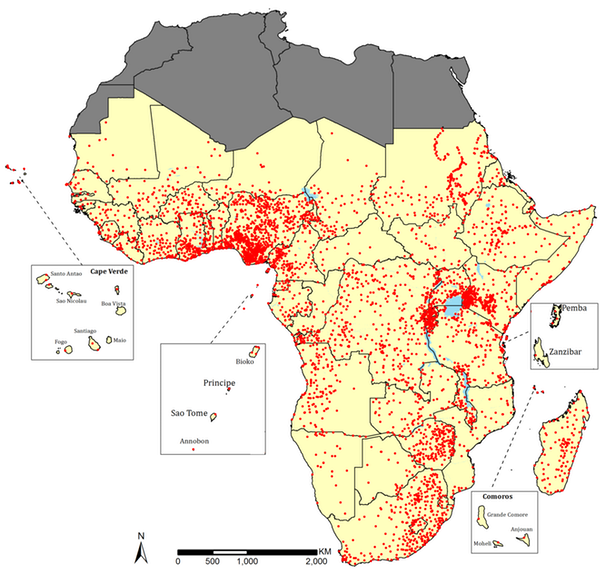 Map of public hospitals in Africa